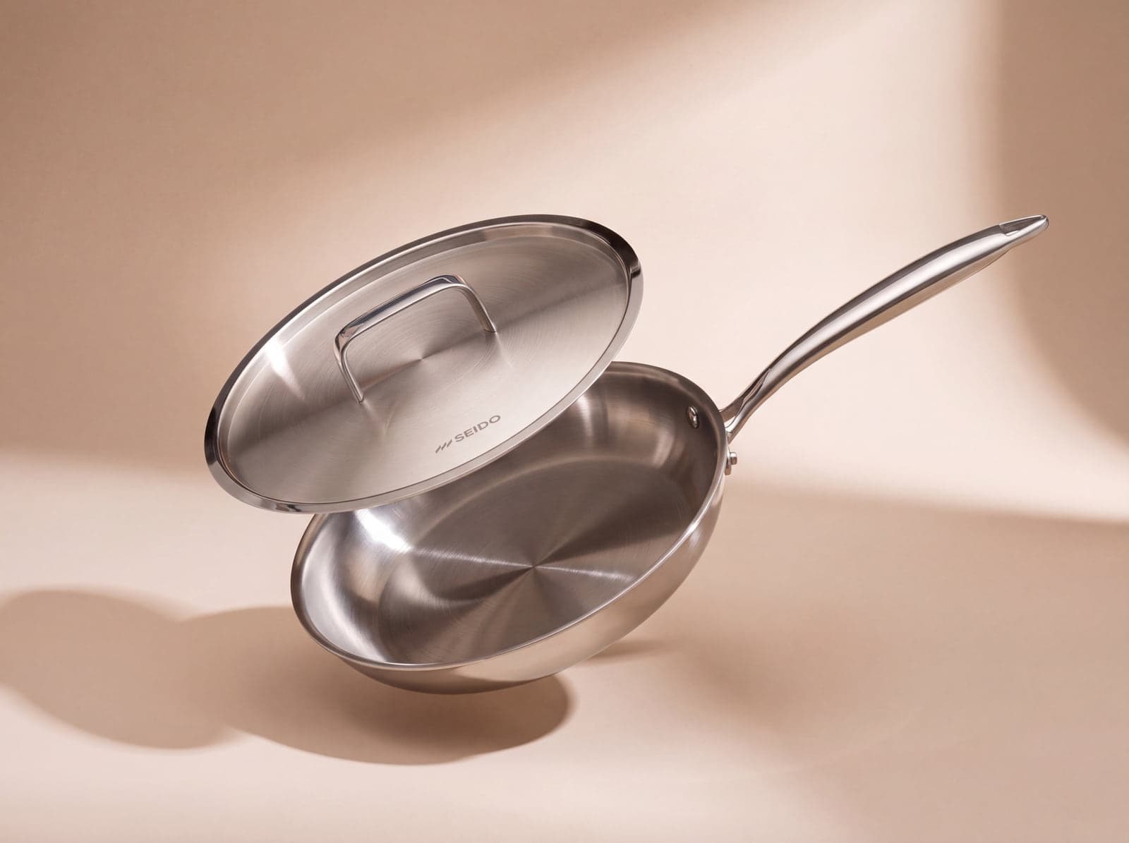 SEIDO Sear Series stainless steel skillet with matching lid
